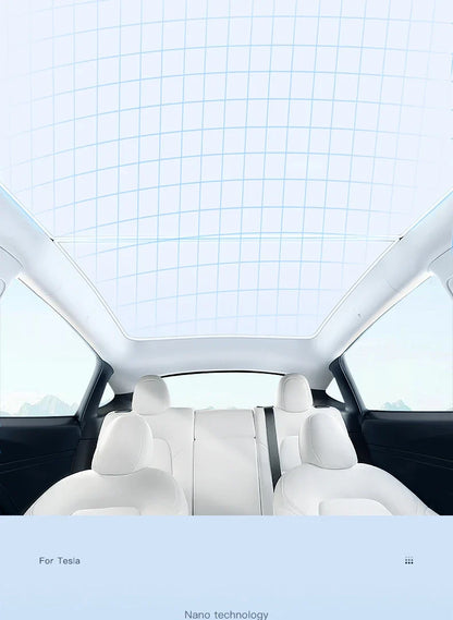 2PCS For Tesla Model 3/Y/3 Highland/Y Juniper Ice Cloth Buckle Shades for Glass Roof Front & Rear Sunroof Skylight Sunshade
