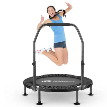 Folding Trampolines Fitness Indoor Exercise Workout Rebounder Sport Trampoline Handle Trampoline  for Adults Jumping Training