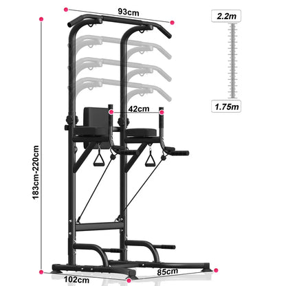 Power Tower Dip Station Pull Up Bar Adjustable Multi-Function Power Tower Abdominal Exercise for Home Fitness Workout Equipment
