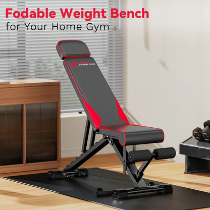 Adjustable Weight Bench with Resistance Bands Folding Weight Bench for Full Body Workout Home Quick Folding Versatile