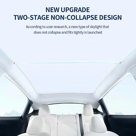 2PCS For Tesla Model 3/Y/3 Highland/Y Juniper Ice Cloth Buckle Shades for Glass Roof Front & Rear Sunroof Skylight Sunshade
