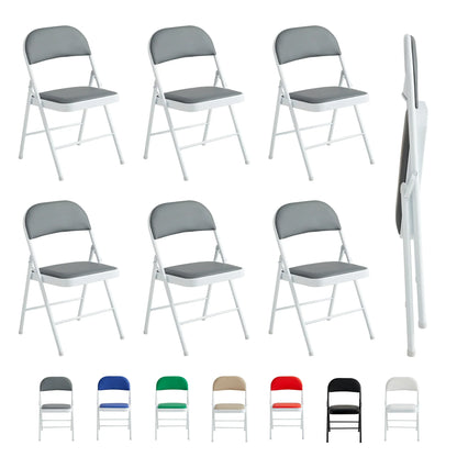mcc direct Set of 6 Folding Chairs, Faux Leather Foldable Chairs with Metal Frame and Padded Seat, Easy to Fold Store for Home
