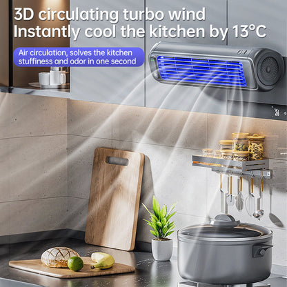 Wall-mounted AC fan: quiet, rechargeable, portable, cooling. For home, kitchen, bathroom – no drilling.