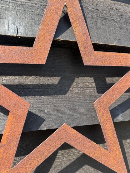 Set of 3 Rusty Metal Stars, Decorations For The Home And Garden.