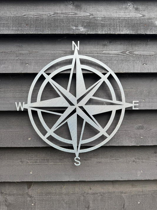 Galvanized Steel Compass Wall Decoration