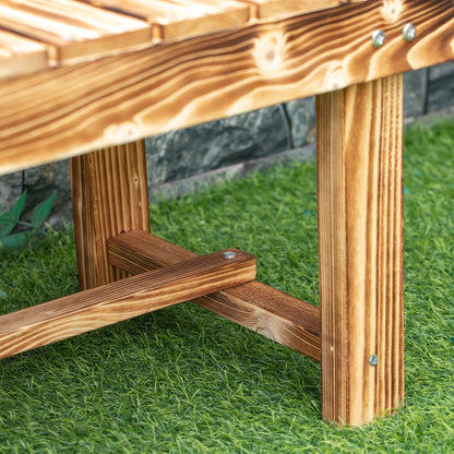 Outsunny 3 Pieces 2-seater Outdoor Indoor Wooden Garden Bench Fir Patio Loveseat, 110L x 38W x 35Hcm, Carbonised