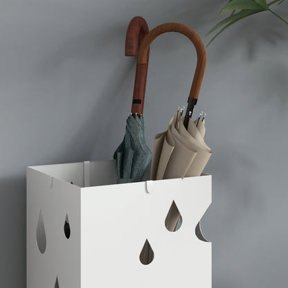 HOMCOM Six-Umbrella Steel Holder Stand - White