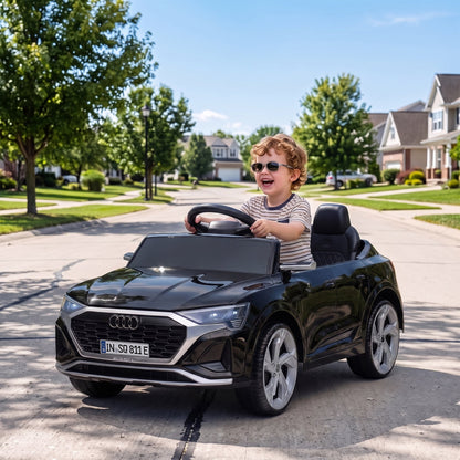 AIYAPLAY Audi Q8 etron Sportback Licensed Ride on Car with Remote Control, Four-Wheel Suspension, Soft Start for Ages 3-4, Black