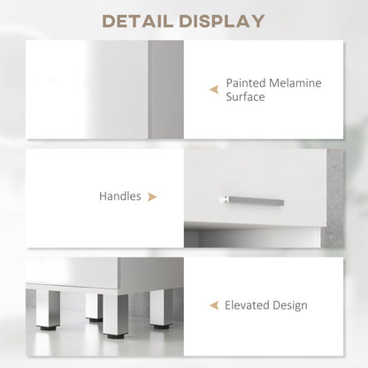 kleankin 71" Tall Slim Bathroom Storage Cabinet, Tall Narrow Cupboard with Drawer, Open Shelves, 2 Doors Cabinets and Adjustable Shelves for Kitchen, Hallway, Living Room, High Gloss White