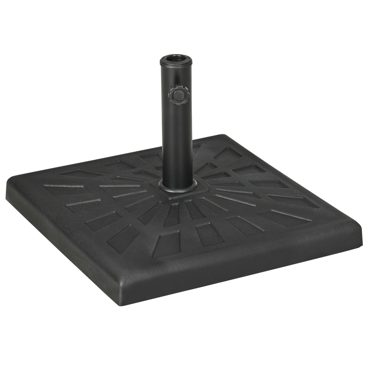 Outsunny 19kg Resin Garden Parasol Base Holder, Square Outdoor Market Umbrella Stand Weight for Poles of \'ce\'a632mm, \'ce\'a638mm, and \'ce\'a648mm, Black