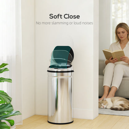HOMCOM 42L Stainless Steel Sensor Bin - Silver Tone