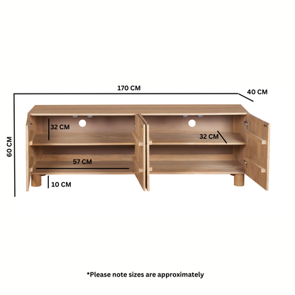 Ajmer Solid Wood Large Low Board TV Cabinet