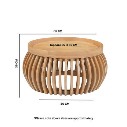 Jodhpur Solid Wood Small Round Low Coffee Table