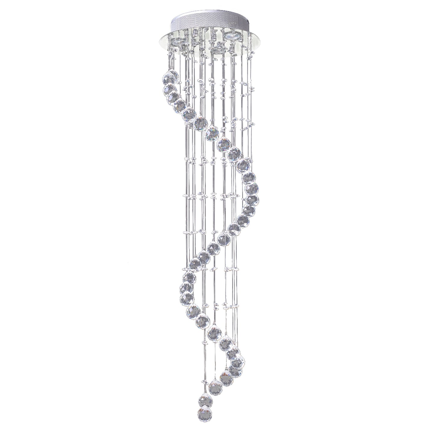 HOMCOM Modern Crystal Chandelier Ceiling Light Pendant Lamp Chrome Finish Glass Droplets New, Ф30 x 120cm