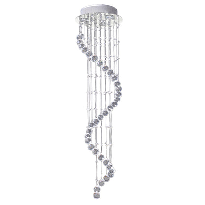 HOMCOM Modern Crystal Chandelier Ceiling Light Pendant Lamp Chrome Finish Glass Droplets New, Ф30 x 120cm