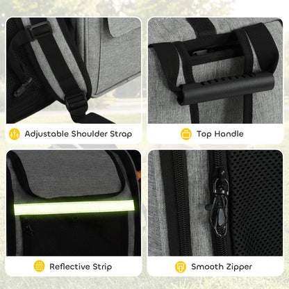 PawHut Dog Carrier Backpack Expandable, Breathable Pet Carrier Bag for Small Puppy Cat with Reflective Strip for Travel Hiking