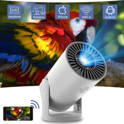 Smart WiFi6 Projector Wireless Sync to Smart Phone HD Home Theater Cinema Video Projector Support iOS Android for Camping Party