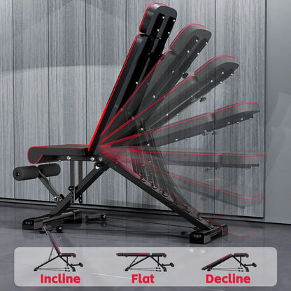 Adjustable Weight Bench with Resistance Bands Folding Weight Bench for Full Body Workout Home Quick Folding Versatile