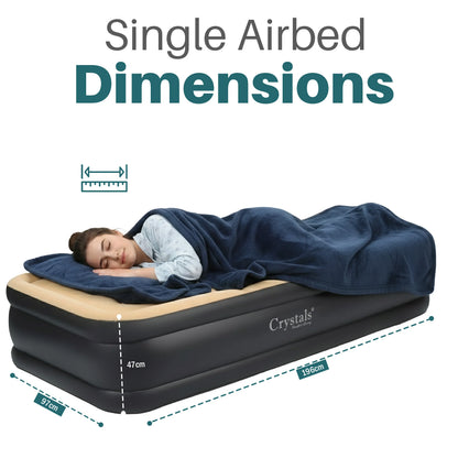 High-Rise Luxury Single Air Bed with Built-In Electric Pump