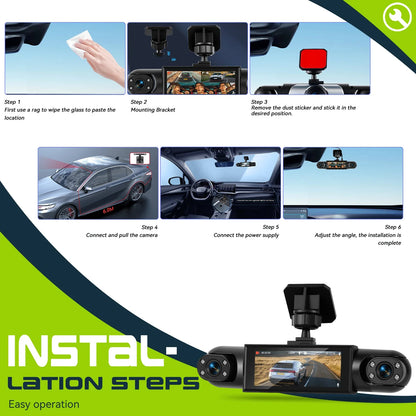 Podofo 3.16 Inch Car Dash Cam 1080P & 3*480P Car Recording Camera Car DVR For Car Revesing Front Left Right Rear View Camera