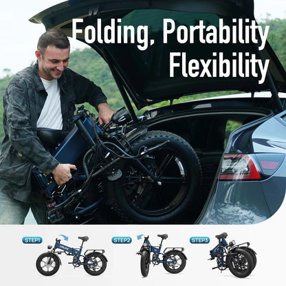 Urlife T5 Electric Bike 1500W E-Bike 48V 13Ah Battery 28MPH 100Mile Range 20X4" Fat Tire Free Shipping Foldable and portable