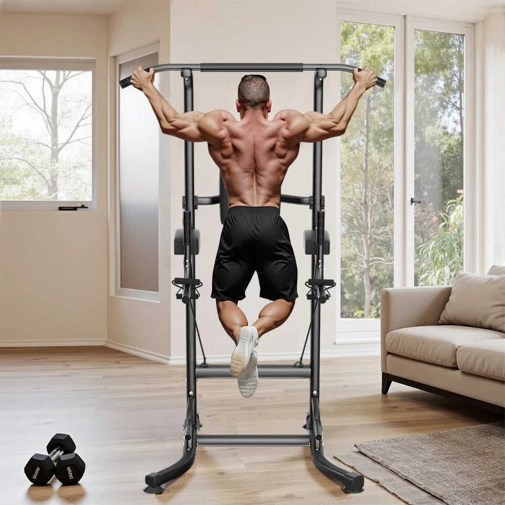 Power Tower Dip Station Pull Up Bar Adjustable Multi-Function Power Tower Abdominal Exercise for Home Fitness Workout Equipment