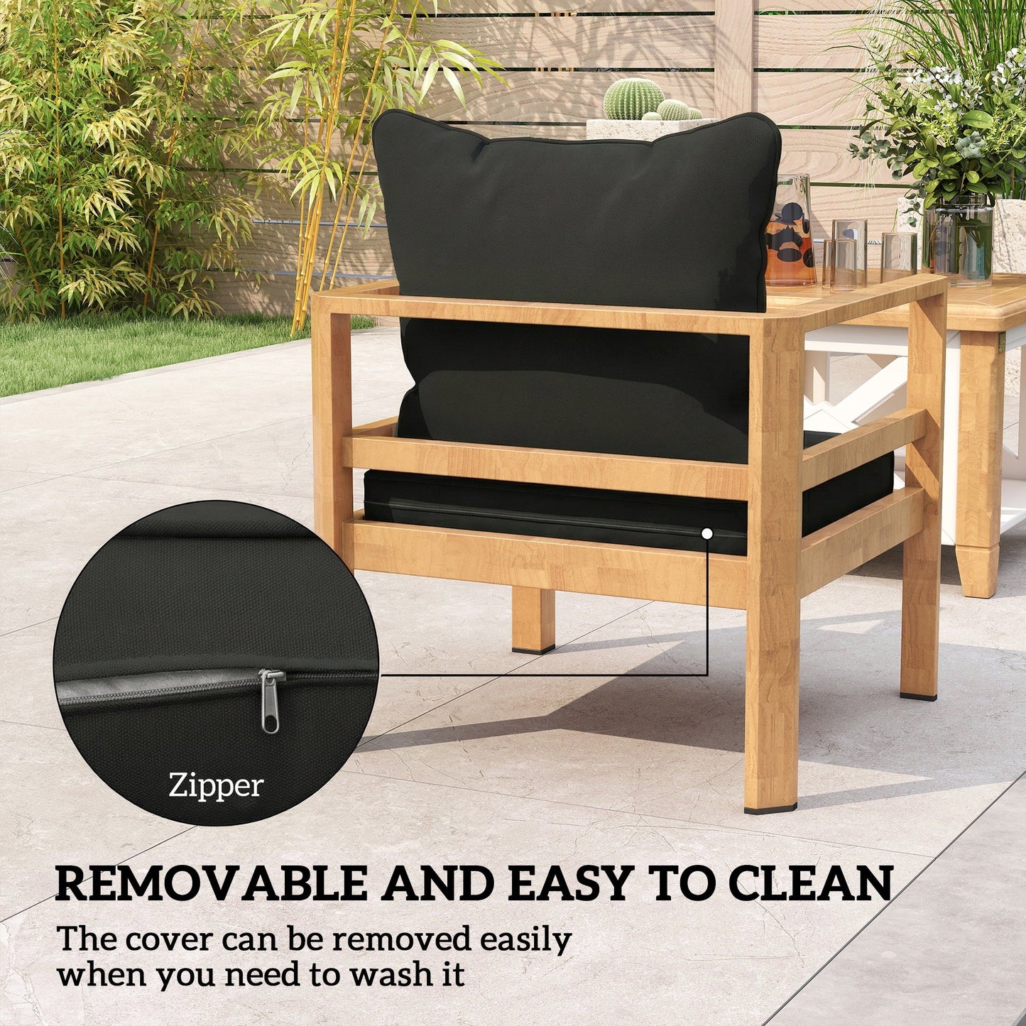 Outsunny Seat and Back Padded Cushion Set, CUSHION ONLY - Black