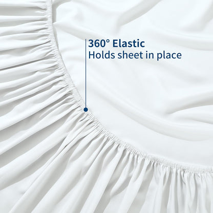 Bamboo Fitted Sheet in White (UK Standard)
