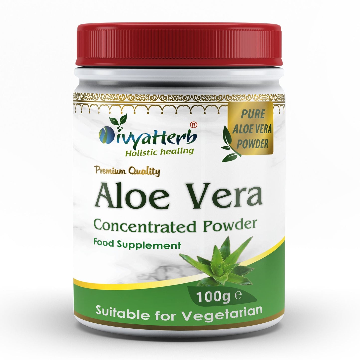 DivyaHerb Aloevera Powder 100 gram - Healthy-Looking Skin Support