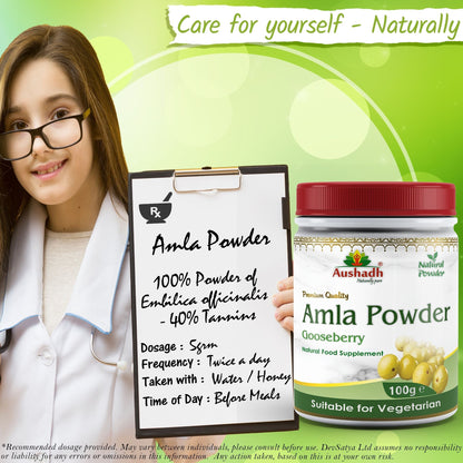 Aushadh Amla (Indian Gooseberry) Powder 100 gram - Hair & Scalp Support