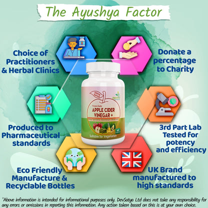 Ayushya Apple Cider Vinegar Capsules (ACV) with Kelp, Spirulina, Bromelain, Olive Leaf Digestive & Metabolic Wellness Support - Vegan, Gluten Free, Non-GMO, 60 Capsules
