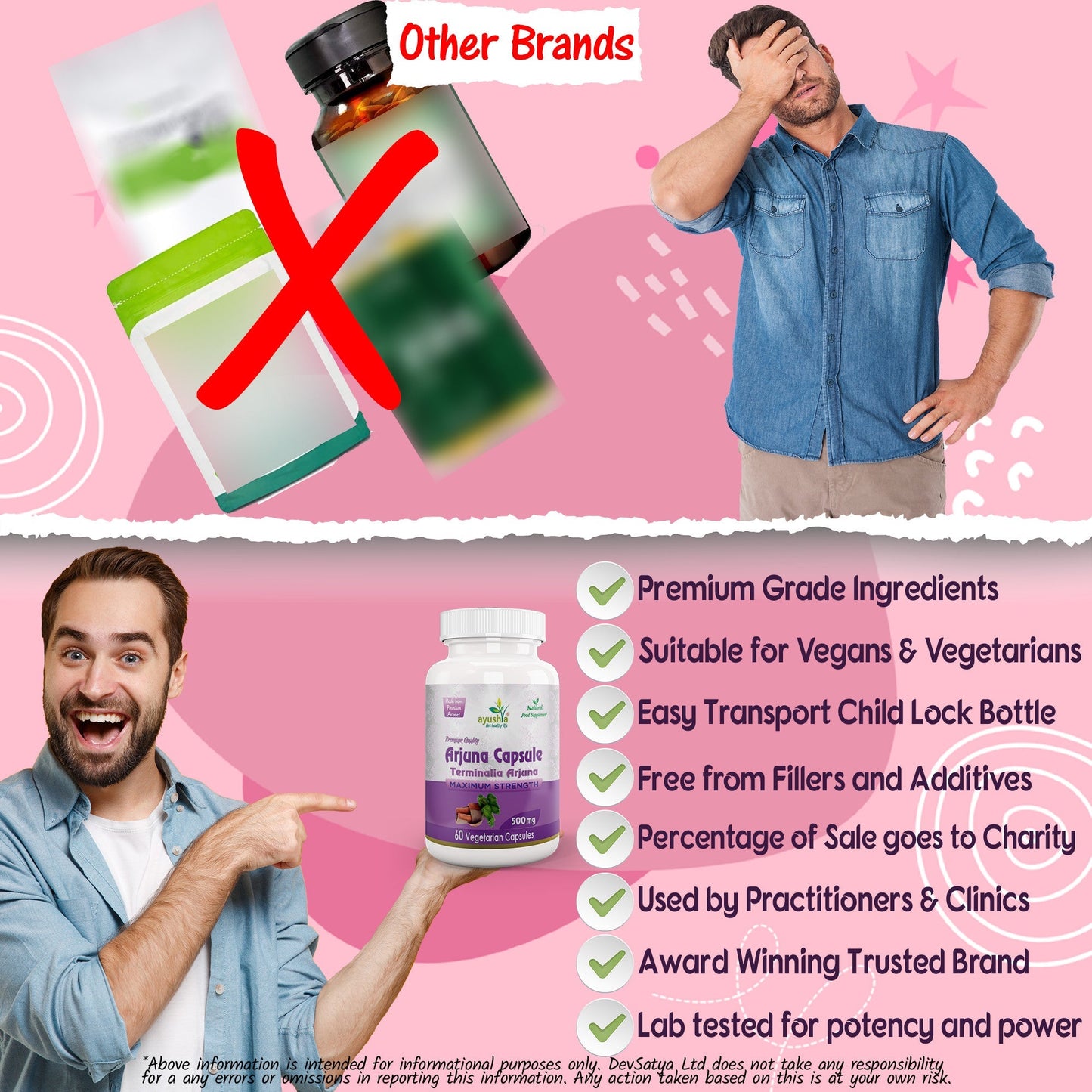 Ayushya Arjuna Capsules (Arjun Tree) Heart Wellness Support - Vegan, Gluten Free, Non-GMO, 60 Capsules