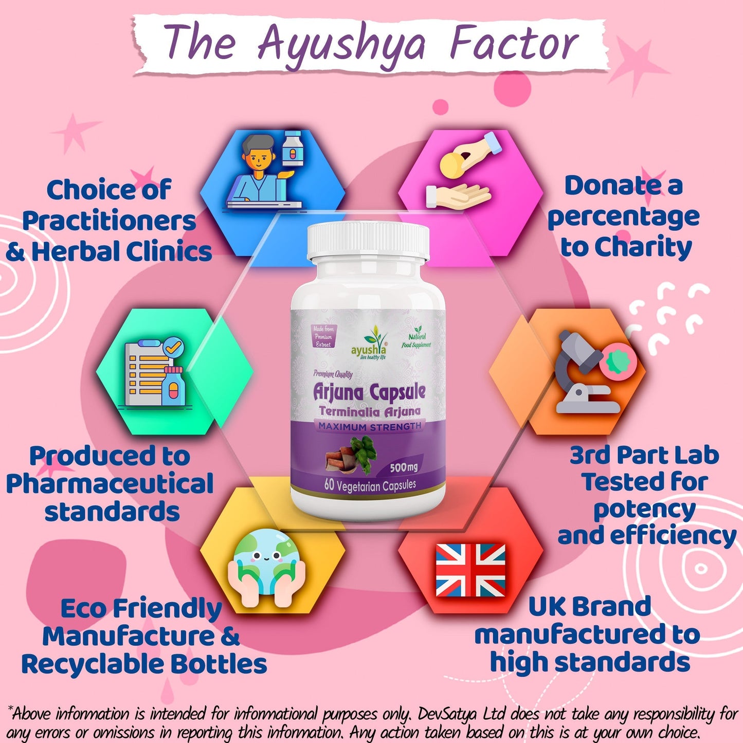 Ayushya Arjuna Capsules (Arjun Tree) Heart Wellness Support - Vegan, Gluten Free, Non-GMO, 60 Capsules
