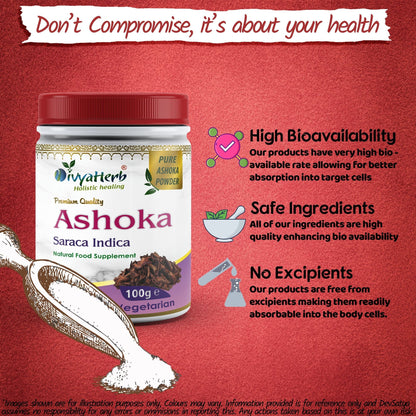 DivyaHerb Ashoka Powder 100 gram - Women's Wellness Support