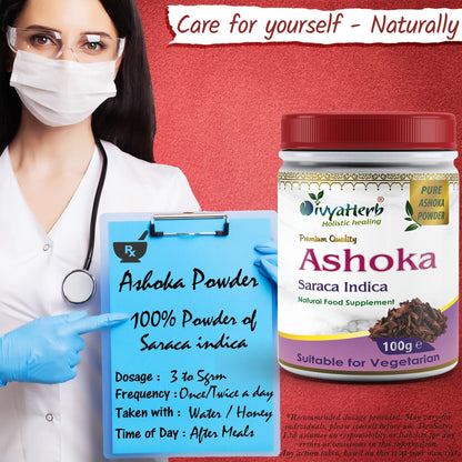 DivyaHerb Ashoka Powder 100 gram - Women's Wellness Support