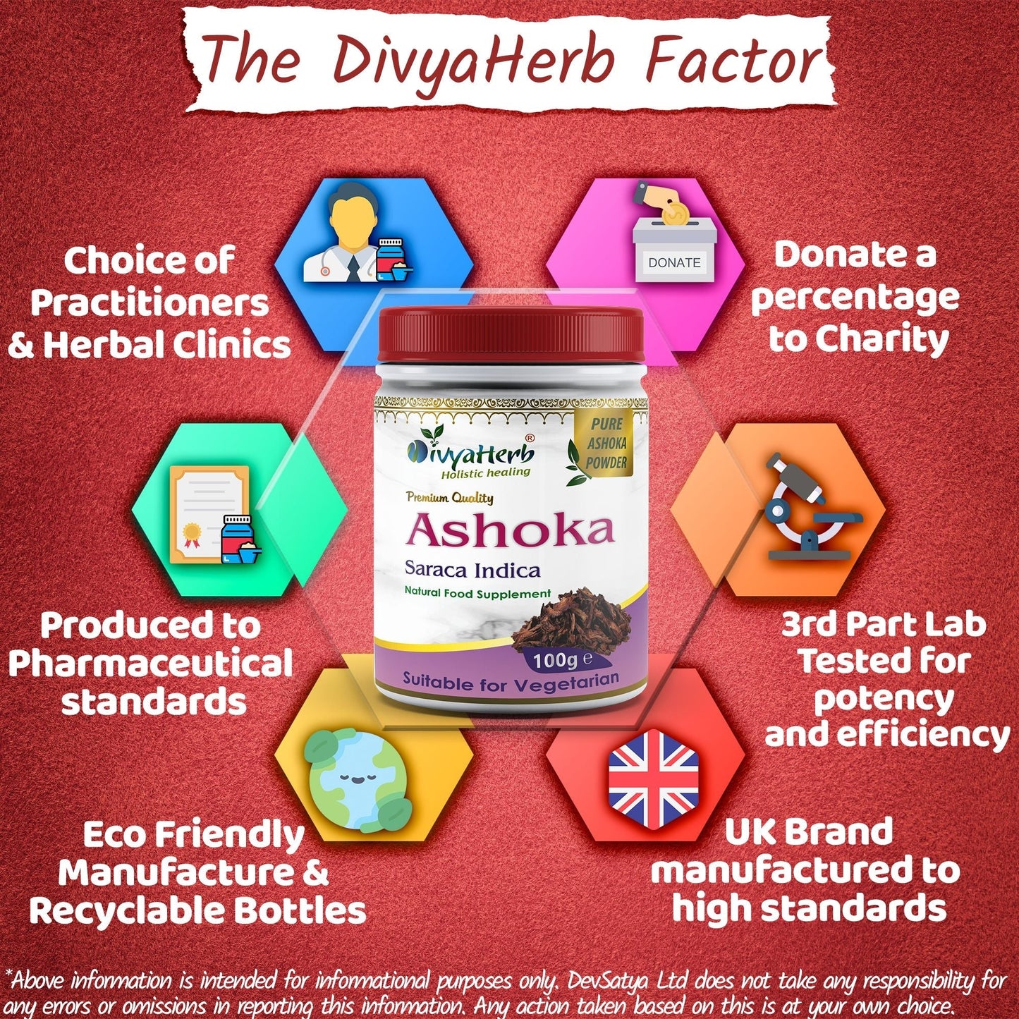 DivyaHerb Ashoka Powder 100 gram - Women's Wellness Support