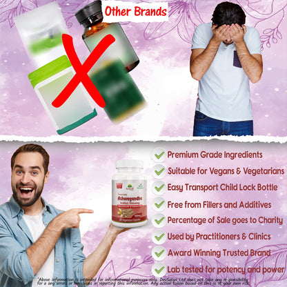 Aushadh Ashwagandha with Turmeric & Piperine Capsules (Indian Ginseng) Stress Balance & Joint Comfort Support - Vegan, Gluten Free, Non-GMO, 60 Capsules