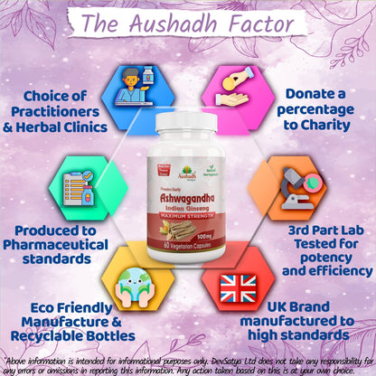 Aushadh Ashwagandha with Turmeric & Piperine Capsules (Indian Ginseng) Stress Balance & Joint Comfort Support - Vegan, Gluten Free, Non-GMO, 60 Capsules