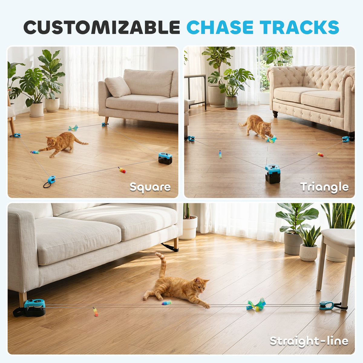 PawHut Interactive Cat Toy for Indoor Kittens & Adult with Adjustable Speed, DIY Track & Mouse Sound