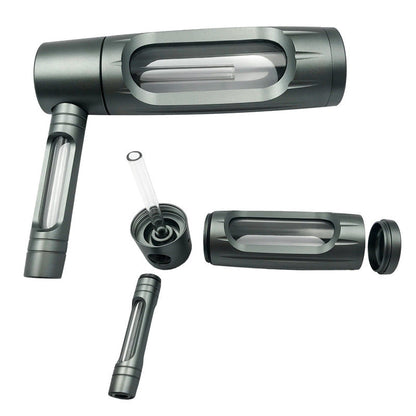 Portable metal smoking pipe with 155mm glass bowls, for dry tobacco & herb, hookah shisha pipe accessories.