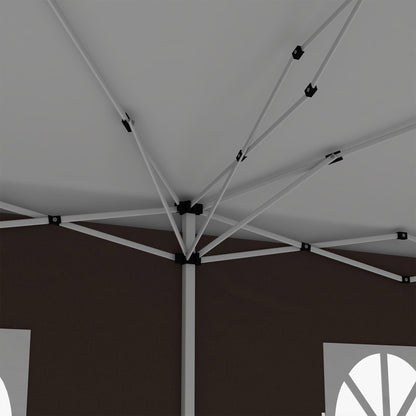 Outsunny 3 x 6 m Pop Up Gazebo with Sides and Windows, Height Adjustable Wedding Camping Party Tent Canopy Marquee with Storage Bag for Garden, Event, Brown