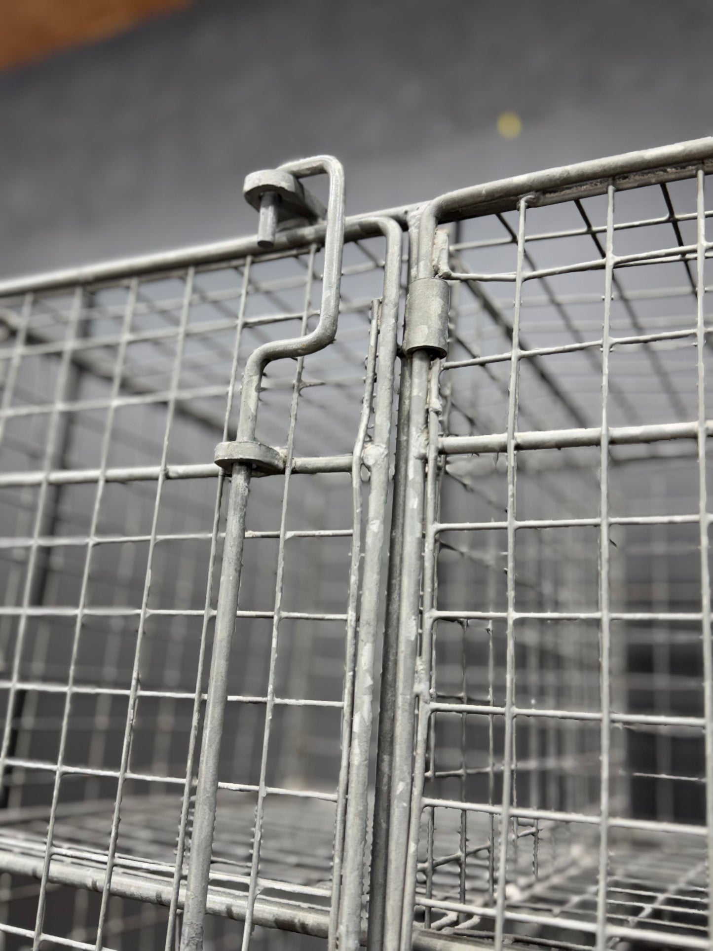 Industrial Vintage Wire Mesh Three Door Locker Storage Cabinet Cage Wardrobe