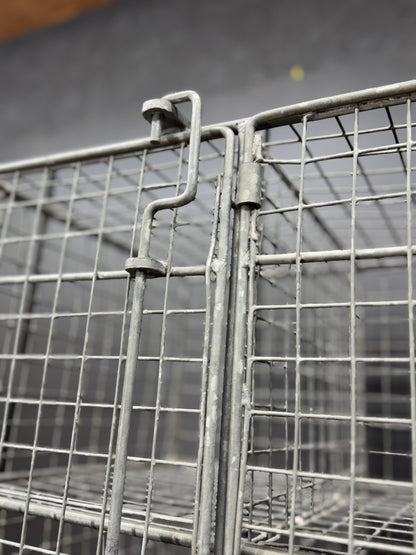 Industrial Vintage Wire Mesh Three Door Locker Storage Cabinet Cage Wardrobe