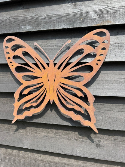 Large Rusty Metal Butterfly Decoration