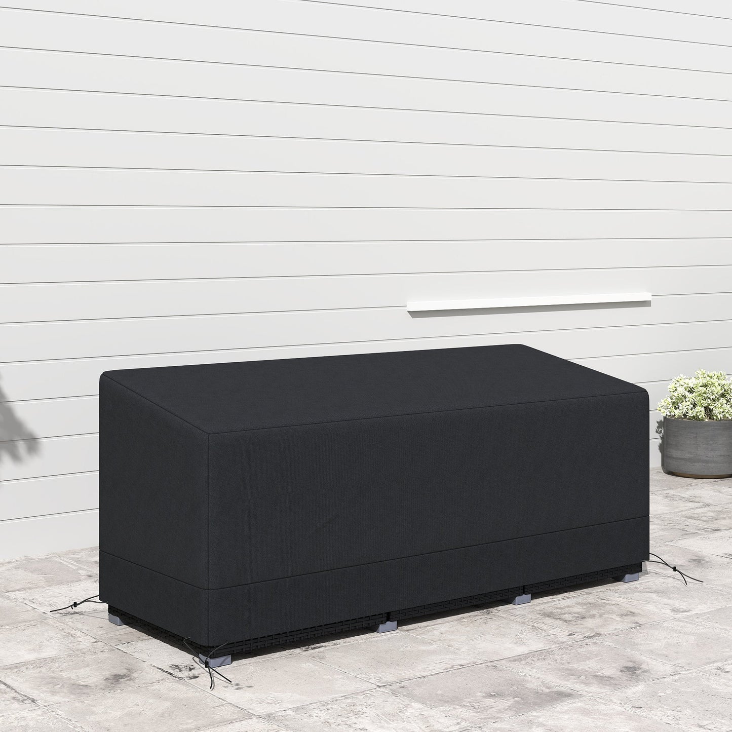 Outsunny Rectangular Patio Furniture Cover for 3 Seater Sofa Bistro Set, Water UV Resistant Protection 600D Oxford Fabric Rattan Lounge Clean Cover, 190 x 72 x 76cm, Black