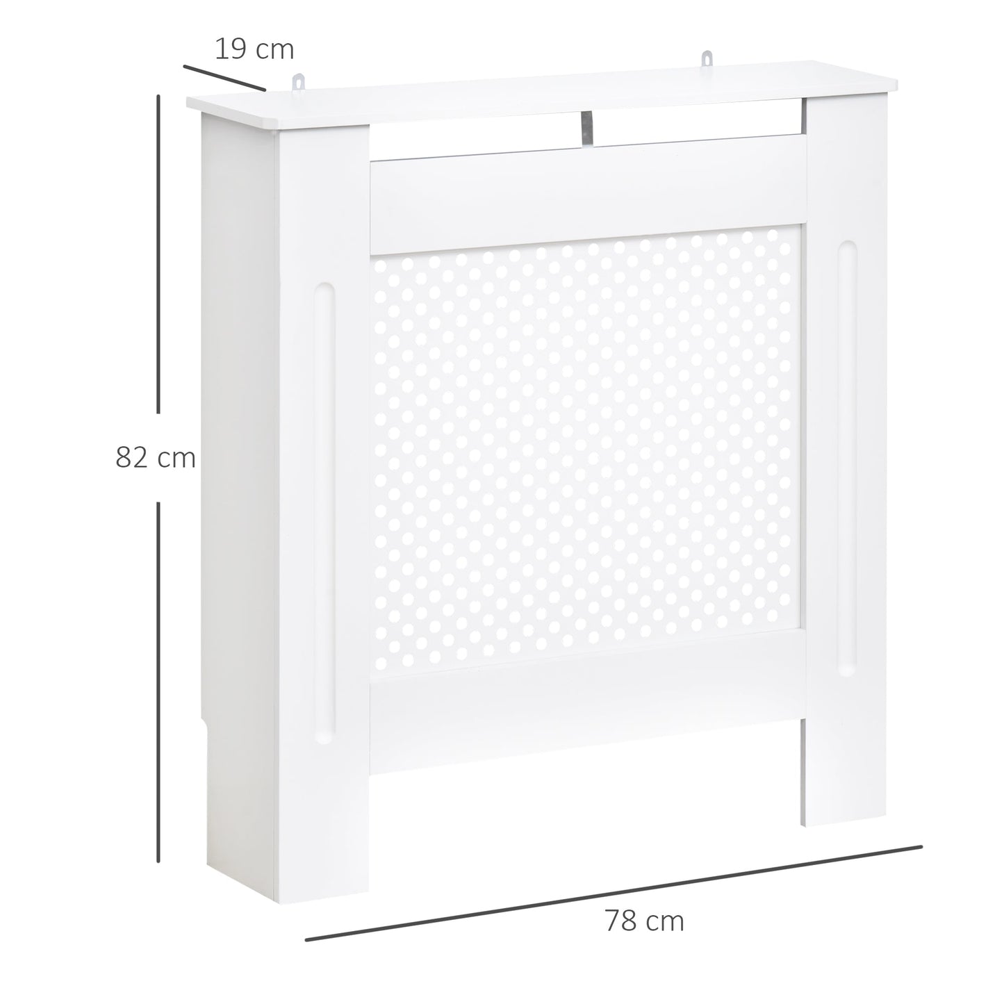HOMCOM Wooden Radiator Cover Heating Cabinet Modern Home Furniture Grill Style  White Painted (Small)