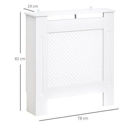 HOMCOM Wooden Radiator Cover Heating Cabinet Modern Home Furniture Grill Style  White Painted (Small)