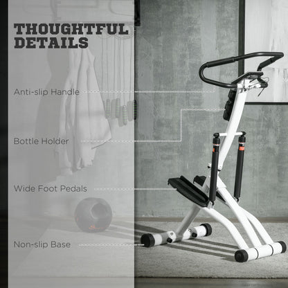 SPORTNOW Foldable Stepper Machine with 12-Level Hydraulic Resistance, Step Machine Exerciser with LCD Monitor and Drink Holder, for Home Fitness Workout, White and Black