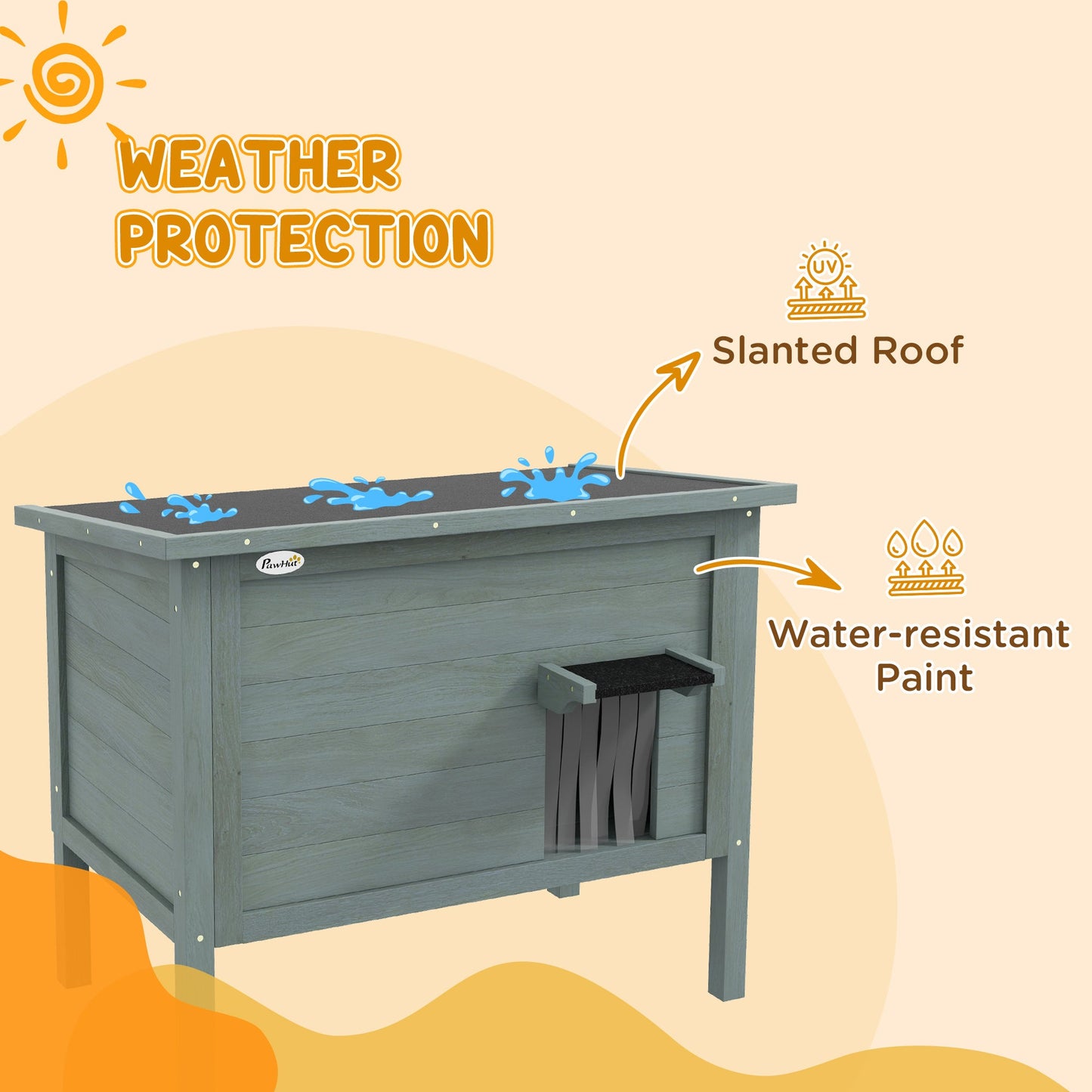 PawHut Feral Cat House, Wooden Insulated with Removable Floor, Water-Resistant Openable Roof - Charcoal Grey