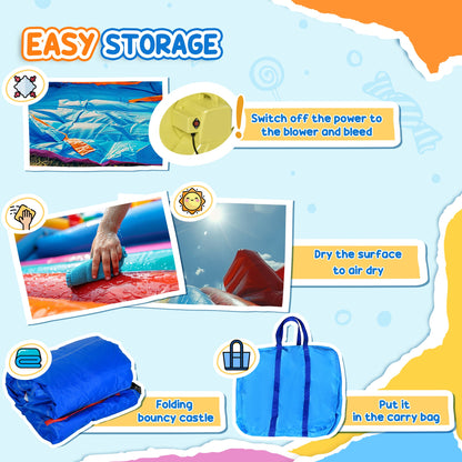 Outsunny Kids Bounce Castle Inflatable House with Trampoline Pool Climbing Wall with Inflator Carrybag, 2.8 x 1.7 x 1.55m